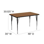 Flash Furniture Table d'activité rectangulaire en stratifié thermique de 30'' L x 48'' P - Pieds réglables en hauteur standard