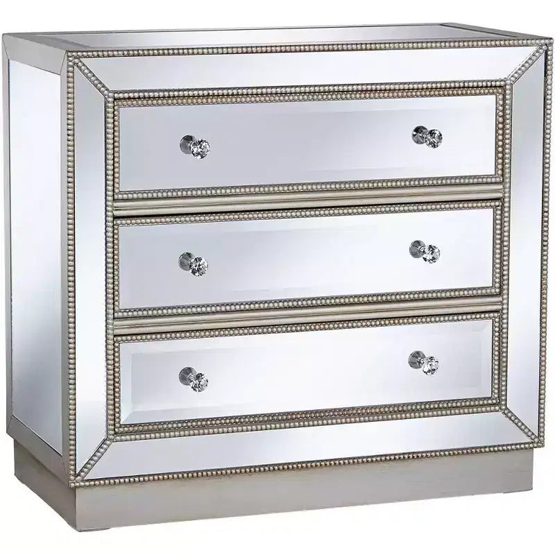 Coast to Coast Trevi 32 Wide 3-Drawer Silver Mirrored Accent Chest
