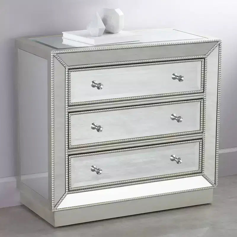 Commode d'appoint Coast to Coast Trevi 3 tiroirs miroir argenté de 32 pouces de large