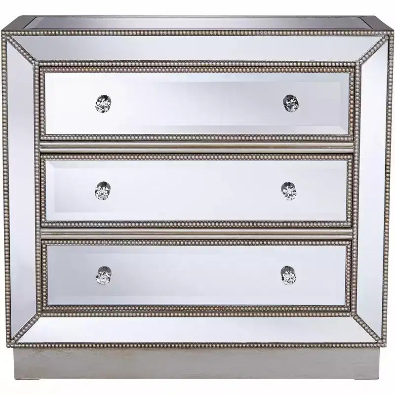Commode d'appoint Coast to Coast Trevi 3 tiroirs miroir argenté de 32 pouces de large