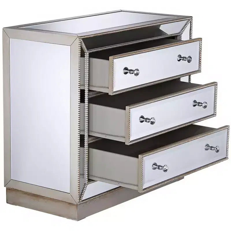 Commode d'appoint Coast to Coast Trevi 3 tiroirs miroir argenté de 32 pouces de large
