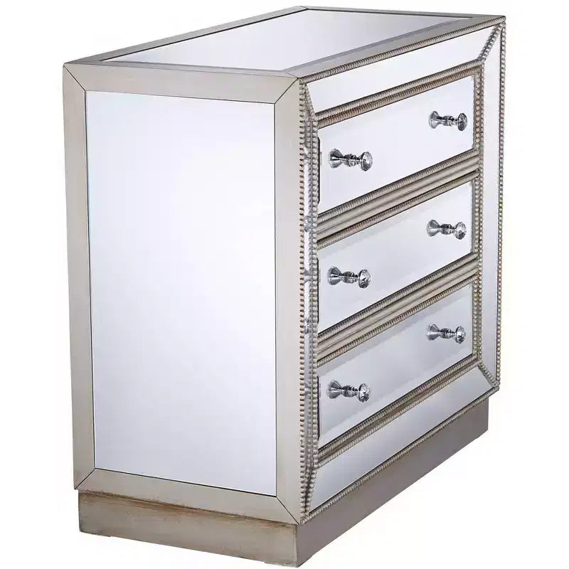 Commode d'appoint Coast to Coast Trevi 3 tiroirs miroir argenté de 32 pouces de large