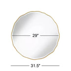 Noble Park Lissa Miroir mural décoratif rond avec bord biseauté moderne Cadre en bois doré ondulé de 80 cm de large pour salle de bain, chambre, salon, maison