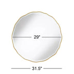Noble Park Lissa Miroir mural décoratif rond avec bord biseauté moderne Cadre en bois doré ondulé de 80 cm de large pour salle de bain, chambre, salon, maison