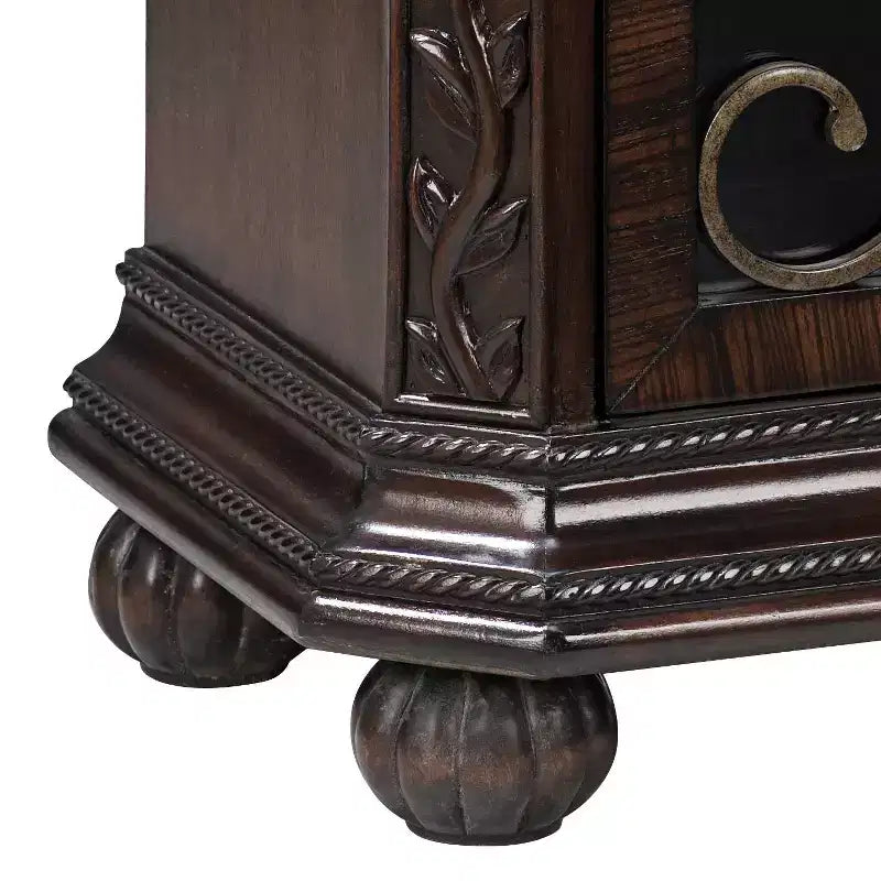Table d'appoint en bois de cerisier rustique Kensington Hill 22 1/2 x 14 1/2 avec rangement et tiroir, porte vitrée pour salon, chambre à coucher, chevet
