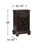 Table d'appoint en bois de cerisier rustique Kensington Hill 22 1/2 x 14 1/2 avec rangement et tiroir, porte vitrée pour salon, chambre à coucher, chevet