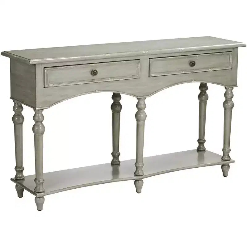 Crestview Collection Traditional Wood Rectangular Console Table 62 x 16 with Drawer Antiqued Gray Turned Legs Living Room Home