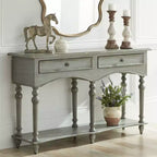 Crestview Collection Console en bois rectangulaire traditionnelle 157,5 x 40,6 cm avec tiroir Gris antique Pieds tournés Salon Maison