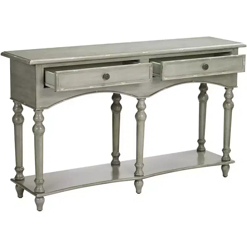 Crestview Collection Console en bois rectangulaire traditionnelle 157,5 x 40,6 cm avec tiroir Gris antique Pieds tournés Salon Maison