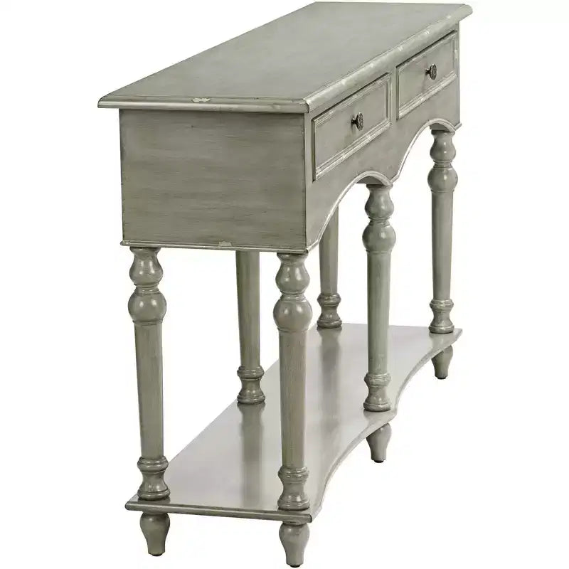 Crestview Collection Console en bois rectangulaire traditionnelle 157,5 x 40,6 cm avec tiroir Gris antique Pieds tournés Salon Maison