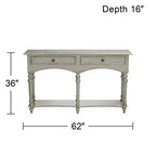 Crestview Collection Console en bois rectangulaire traditionnelle 157,5 x 40,6 cm avec tiroir Gris antique Pieds tournés Salon Maison