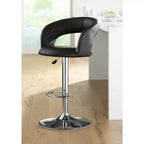Tabouret de bar pivotant Studio 55D Groove Chrome, 76 cm de haut, moderne, réglable, coussin en similicuir noir avec dossier et repose-pieds pour comptoir de cuisine ou maison