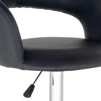 Tabouret de bar pivotant Studio 55D Groove Chrome, 76 cm de haut, moderne, réglable, coussin en similicuir noir avec dossier et repose-pieds pour comptoir de cuisine ou maison