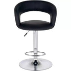 Tabouret de bar pivotant Studio 55D Groove Chrome, 76 cm de haut, moderne, réglable, coussin en similicuir noir avec dossier et repose-pieds pour comptoir de cuisine ou maison