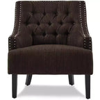 Fauteuil d'appoint Homelegance en tissu capitonné avec accoudoirs inclinés et clous décoratifs, hauteur d'assise 45,7 cm, chocolat