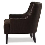 Fauteuil d'appoint Homelegance en tissu capitonné avec accoudoirs inclinés et clous décoratifs, hauteur d'assise 45,7 cm, chocolat