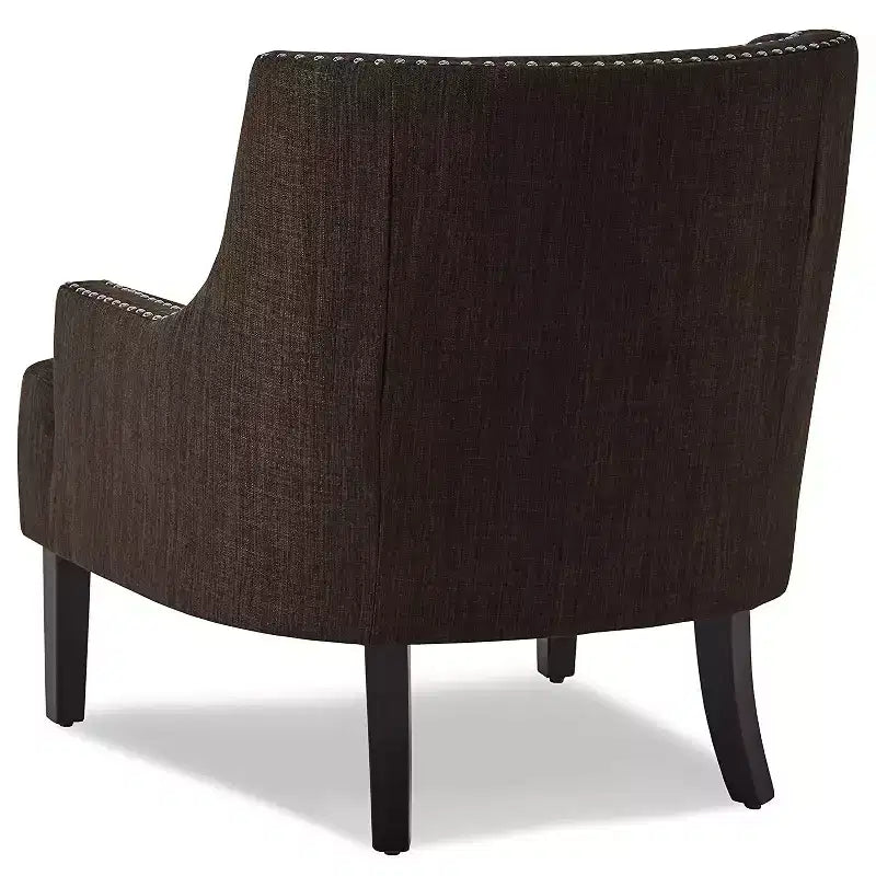 Fauteuil d'appoint Homelegance en tissu capitonné avec accoudoirs inclinés et clous décoratifs, hauteur d'assise 45,7 cm, chocolat