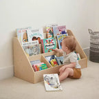 ECR4Kids Présentoir à livres à 5 compartiments facile d'accès avec rangement, Meuble pour enfant, Naturel