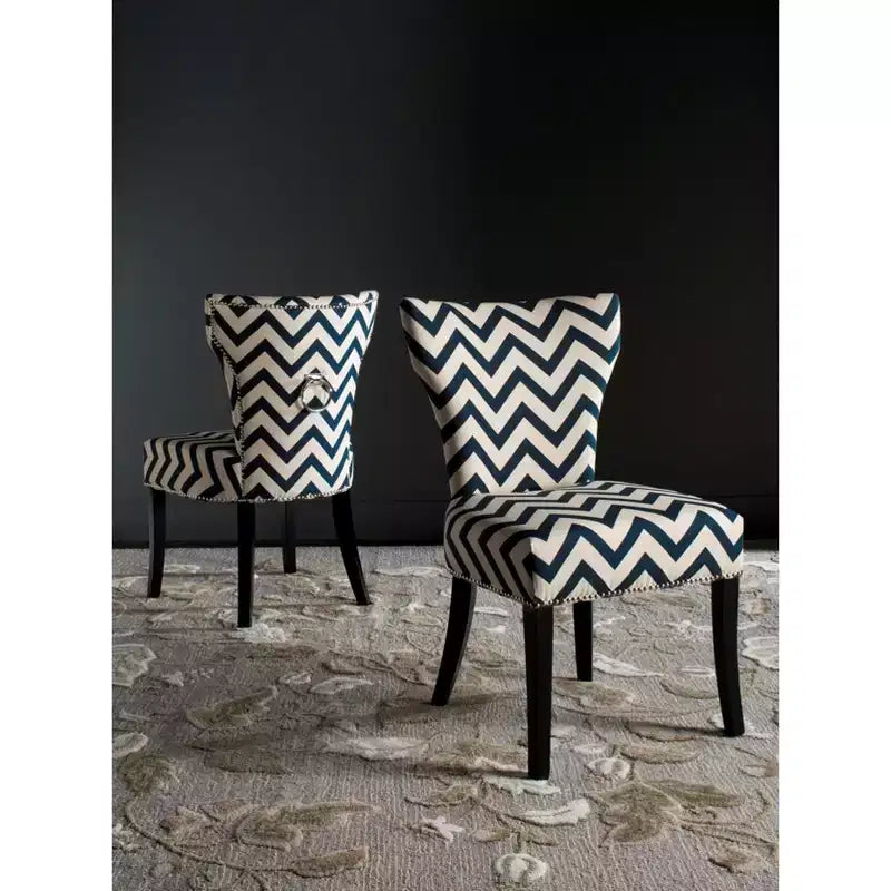 Chaise d'appoint Jappic Ring - Lot de 2 - MCR4721 - Marine/Blanc - Safavieh Couture