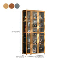 Vitrine de présentation ouverte en bambou et verre, 7 étagères, couleur beige