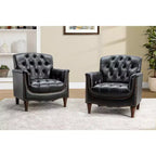 Lot de 2 fauteuils Enrique en cuir véritable avec dossier capitonné | ART OF LIVING DESIGNS