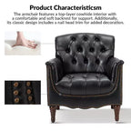 Lot de 2 fauteuils Enrique en cuir véritable avec dossier capitonné | ART OF LIVING DESIGNS