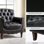 Lot de 2 fauteuils Enrique en cuir véritable avec dossier capitonné | ART OF LIVING DESIGNS