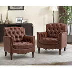 Lot de 2 fauteuils Enrique en cuir véritable avec dossier capitonné | ART OF LIVING DESIGNS