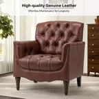 Lot de 2 fauteuils Enrique en cuir véritable avec dossier capitonné | ART OF LIVING DESIGNS