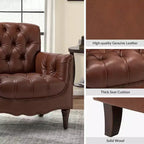 Lot de 2 fauteuils Enrique en cuir véritable avec dossier capitonné | ART OF LIVING DESIGNS