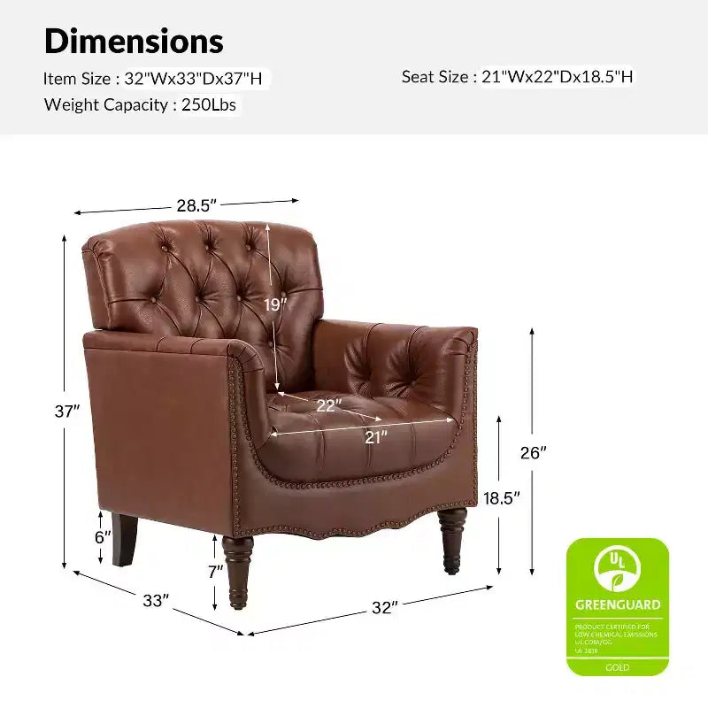 Lot de 2 fauteuils Enrique en cuir véritable avec dossier capitonné | ART OF LIVING DESIGNS