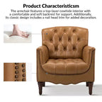 Lot de 2 fauteuils Enrique en cuir véritable avec dossier capitonné | ART OF LIVING DESIGNS