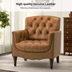 Lot de 2 fauteuils Enrique en cuir véritable avec dossier capitonné | ART OF LIVING DESIGNS
