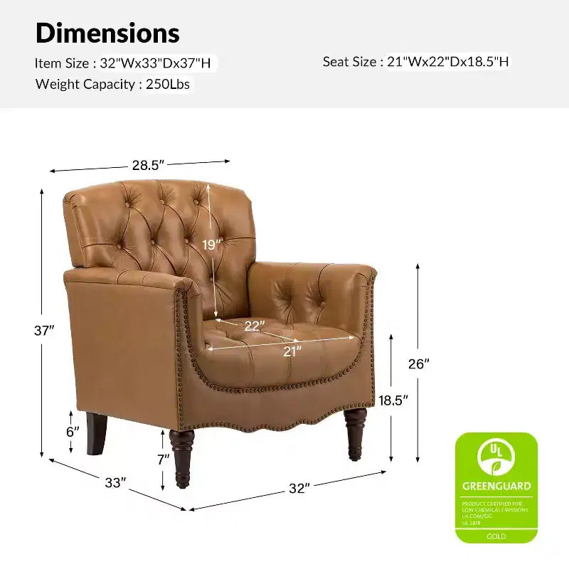 Lot de 2 fauteuils Enrique en cuir véritable avec dossier capitonné | ART OF LIVING DESIGNS