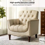 Lot de 2 fauteuils Enrique en cuir véritable avec dossier capitonné | ART OF LIVING DESIGNS
