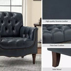 Lot de 2 fauteuils Enrique en cuir véritable avec dossier capitonné | ART OF LIVING DESIGNS
