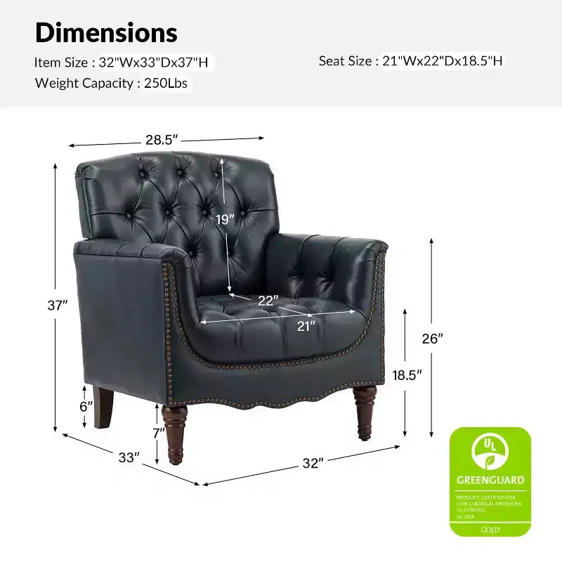 Lot de 2 fauteuils Enrique en cuir véritable avec dossier capitonné | ART OF LIVING DESIGNS