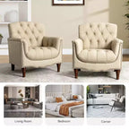 Lot de 2 fauteuils Enrique en cuir véritable avec dossier capitonné | ART OF LIVING DESIGNS