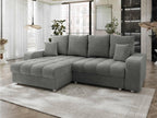 Corner sofa Doucezen 102 Grey Sleeping function Bedding box 250x166x94cm