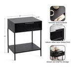 Table d'appoint Kate and Laurel Ori en bois et rotin, 18x15x24, Noir