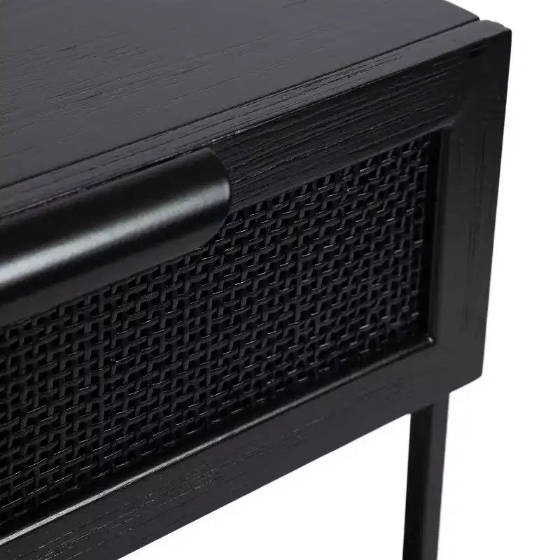 Table d'appoint Kate and Laurel Ori en bois et rotin, 18x15x24, Noir