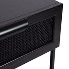 Table d'appoint Kate and Laurel Ori en bois et rotin, 18x15x24, Noir
