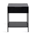 Table d'appoint Kate and Laurel Ori en bois et rotin, 18x15x24, Noir