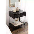 Table d'appoint Kate and Laurel Ori en bois et rotin, 18x15x24, Noir