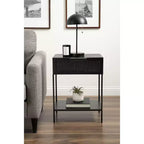 Table d'appoint Kate and Laurel Ori en bois et rotin, 18x15x24, Noir