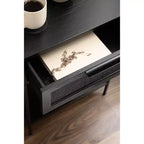 Table d'appoint Kate and Laurel Ori en bois et rotin, 18x15x24, Noir
