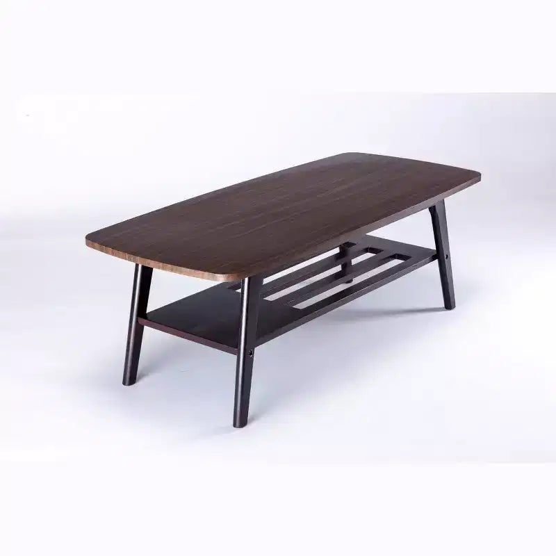 HOMLUX Table basse naturelle à 2 niveaux, table de cocktail moderne avec rangement et étagère ouverte