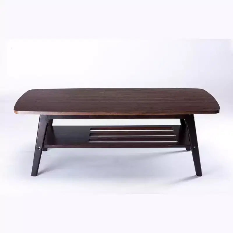 HOMLUX Table basse naturelle à 2 niveaux, table de cocktail moderne avec rangement et étagère ouverte