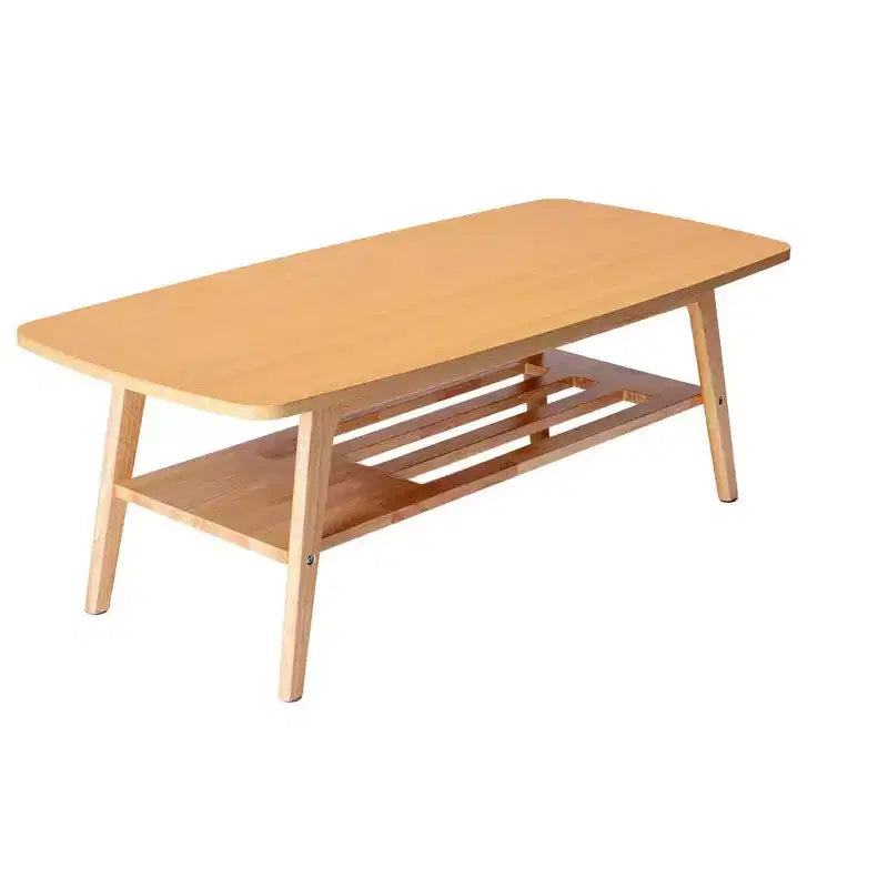 HOMLUX Table basse naturelle à 2 niveaux, table de cocktail moderne avec rangement et étagère ouverte