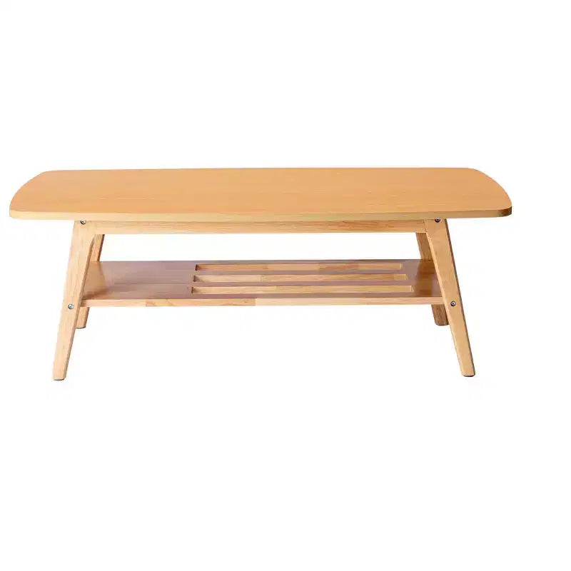 HOMLUX Table basse naturelle à 2 niveaux, table de cocktail moderne avec rangement et étagère ouverte